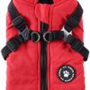 Dog Warm Coats Jackets, Dog Harness and Coat Zip 2 in 1 Winter Jacket No Pull Dog Vest Harness Outfit Coats for Puppies Small Medium Dogs S (Red)