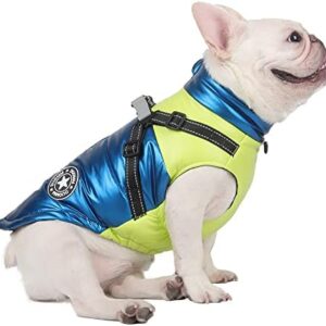 DoggieKit Dog Cat Coats Jackets Dogs Underbelly Harness attached Warm Vest Winter Reflective Cotton Outfit Clothes Safety Waterproof Pet Coat For Small Medium Large Dogs