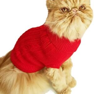 Glamour Girlz SMALL DOG BREED ONLY Warm Winter Block Colour Cable Knit Roll Neck Girl Boy Jumper Large Red