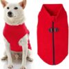 Gooby - Zip Up Fleece Vest, Fleece Jacket Sweater with Zipper Closure and Leash Ring, Red, X-Small