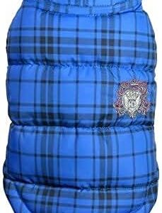 Hip Doggie HD 5PDSB Plaid Puffer Vest Jacket – XL, Blue