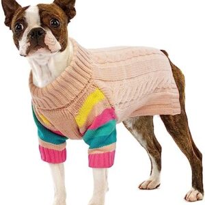 IECOii Small Dog Sweater-Pink,Medium-Dog Sweaters for Small Dogs Boy Girl,Cold Weather Knitwear Pullover Dog Fall Winter Clothes,Warm Sweater for Dachshund Poodle Bichon Schnauzer，Christmas Outfit