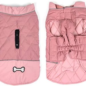 Idepet Waterproof Dog Coat Winter Warm Jacket Vest,Windproof Snowsuit Dog Clothes Outfit Vest Pets Apparel for Small Medium Large Dogs with Harness Hole Pink 3XL