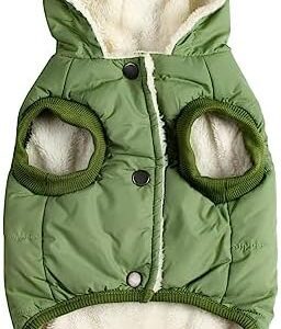 JoyDaog(Warm Fleece+Cotton Lining Dog Hoodie in Winter,Large Dog Jacket doggie Coats with Hooded(Green XXL)
