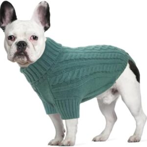 LiebeDD Dog Jumpers XXL Christmas Dog Jumper for Puppy Small Medium Large Dogs, Knitted Dog Fleece Jumper Sweater Clothes Winter Warm Dog Christmas Outfit with Harness Hole, Blue Green, 2XL