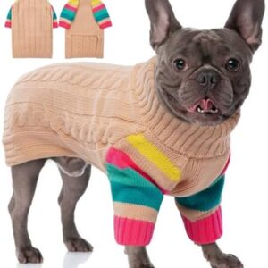 OUOBOB Dog Sweater, Sweaters for Large Size Dogs, Stretchy Pullover Dog Sweater for Large Dogs, Turtleneck Sweater Dog Large, Dog Sweaters Large Breed, Large Dog Sweaters, Christmas Dog Knit Sweater L
