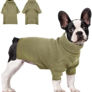 PUZAUKAL Dog Jumper Winter Warm Clothing for Dogs Cats Dog Jumper Soft Comfortable Turtleneck Knitted Jumper Pet Jumper for Small Medium Large Dog Green (XL)