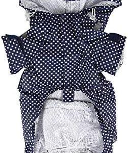 Pet Queen All Over Dot Raincoat, Navy, Size 5