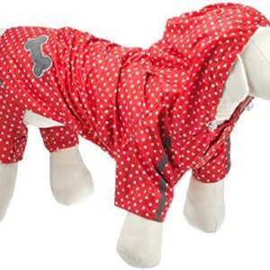 Pet Queen All Over Dot Raincoat, Red, Size 6