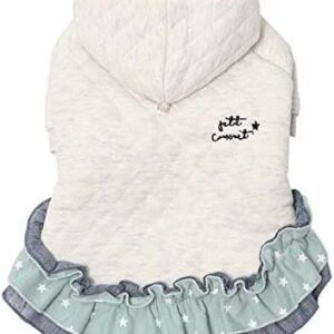 Pet Queen One-Piece 837404 Knit Quilted Hoodie Dress, Oatmeal, Medium
