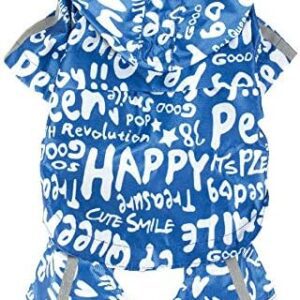 Pet Queen PQ All Over Pattern Raincoat, Blue, Size 4