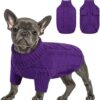 Queenmore Small Dog Pullover Cold Weather Cable Knitwear Classic Turtleneck Thick Warm Clothes for Chihuahua Bulldog Dachshund Pug (Purple, X-Large)