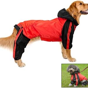Raincoat for Dogs, Raincoat Rain Jacket, Waterproof Dog Rain Jacket, High Visibility Vest for Dogs, Rain Cover for Large Medium Small Puppy Dogs, M-Red