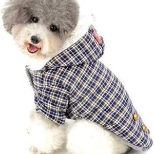 Ranphy Plaid Dog Coat for Small Dogs, Winter Jackets, Winter Coat, Dog Coat, Winter Autumn Fleece Puppy Coat, Yorkshire Terrier, Pet Clothing, Cat Clothing, Blue XL