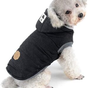 SELMAI Fleece Dog Hoodie Winter Coat for Small Boy Dog Cat Puppy Cotton Hooded Jacket Chihuahua Clothes Girl Boy Yorkie Pet Walking Outdoor Black S
