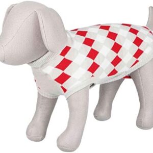 TRIXIE Sweater Dog Clothes Pets - Sweater Vest Pullover Coat Large Dog Small Medium Dogs Accessories Pollin/White Grey Red Size M 45 cm
