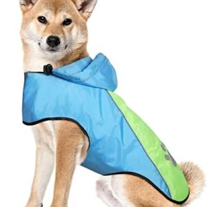 iTayga Waterproof Dog Raincoat, Dog Raincoat with Hood and Reflector, Portable Dog Raincoat for Dogs for Running, Playing, Travel for Small/Medium/Large Dogs (Light Blue - Green, S)
