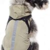 Dog Raincoat with Harness, Hood, Rain Jacket, Waterproof Rain Poncho, Reflective, Adjustable Coat for Puppies, Small, Medium, Large Dogs (M, Grey)