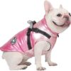 DoggieKit Dog Cat Coats Jackets Dogs Underbelly Harness attached Warm Vest Winter Reflective Cotton Outfit Clothes Safety Waterproof Pet Coat For Small Medium Large Dogs (XXL, Pink)