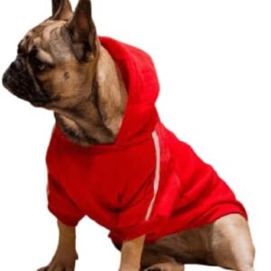 Ducomi Dog Hoodie 100% Cotton - Coat for Dogs, Small, Medium and Large, Chihuahua, French Bulldog to Labrador, Pitbull and Amstaff, Warm Clothes (Red, M)