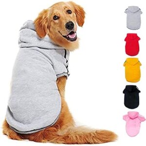 Ducomi Hooded Dog Sweatshirt 100% Cotton - Small Dog Jumper - Clothing for Dogs of All Breeds and Sizes - Warm Jumper Plain Coat from XS to 9XL (Grey, 2XL)