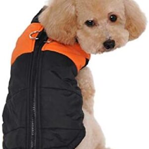 Ducomi St. Moritz Dog Coat with Hooks, Winter Down Jacket for Dogs, Small, Medium, Large, Waterproof Winter Coat (L, Orange)