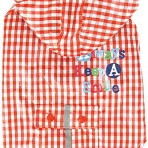 Pet Queen Gingham Check Raincoat, Red, Size 6