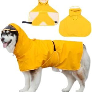 WUFANC Dog Raincoat with Transparent Hood - Lightweight Poncho for Dogs with Leash Hole and Belly Protection, Waterproof Hooded Cape for Pets Clothes for Large, Medium and Small Dogs