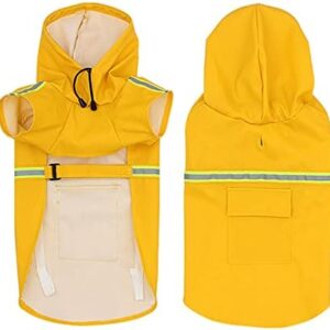 Waterproof Dog Raincoat, Dog Rain Jacket with Hood and Reflective Strap for Small Medium Large Dogs, Puppies, Yellow M (2-3kg)