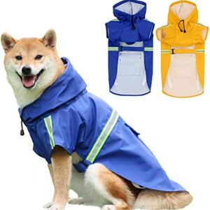 Waterproof Dog Raincoat, PU Reflective Raincoat for Dogs Dog Raincoat Reflective Dog Rain Coat Adjustable Waterproof Pet Dog Raincoat for Large Dogs (3XL) (Blue)
