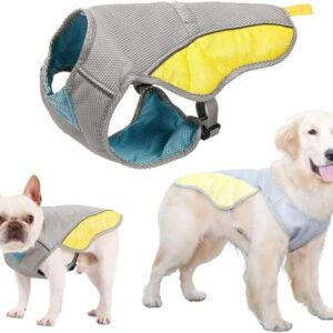 Yomiro Cooling Vest for Dogs, Cooling Vest, Pet Cooling Vest, Dog Jacket for Outdoor Activities, Hiking, Training, Cooling Summer (S, Grey)